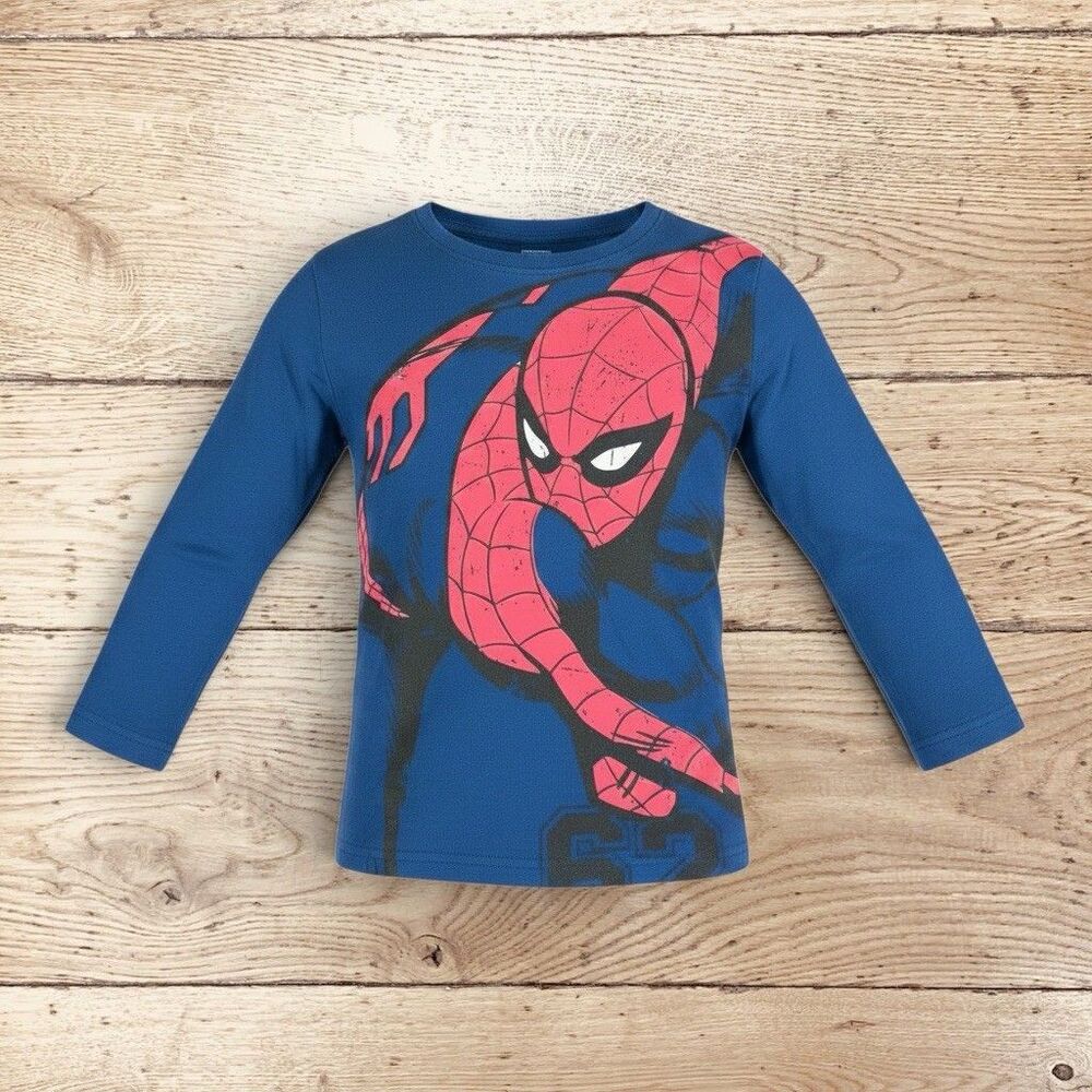 Marvel Spider-Man Boys Long Sleeve Shirt Size 6 Jumping Beans Blue Graphic
